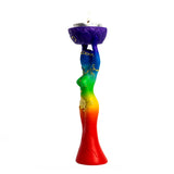 Polyresin tealight holder Chakra Goddess side view showing chakra symbol detail.