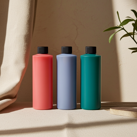 Poppy Flower body oil bottle for moisturizing skin, massage, and daily body care.