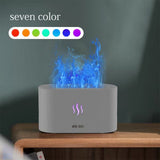 Portable flame aroma humidifier 180ML LED diffuser for desk, bedroom, and spa-like aromatherapy use.
