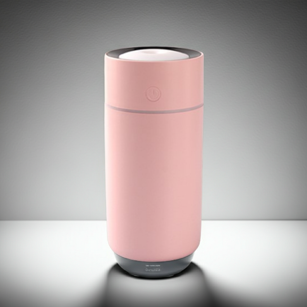 Lightweight and portable air humidifier device for desk use, personal air moisture, and workspace comfort.