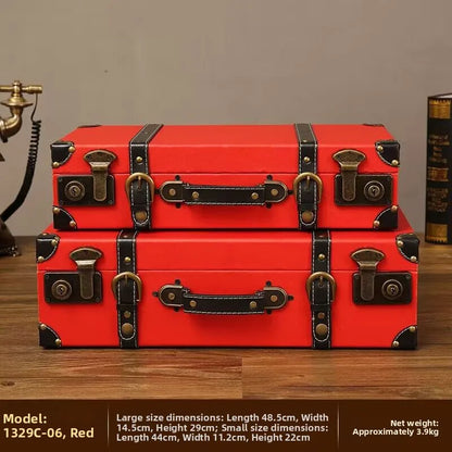 Portable retro solid wood storage container with handle for carrying small tools, craft materials, and personal belongings.