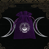 Portable velvet tarot storage pouch for keeping tarot cards compact, protected, and ready for travel or home use.