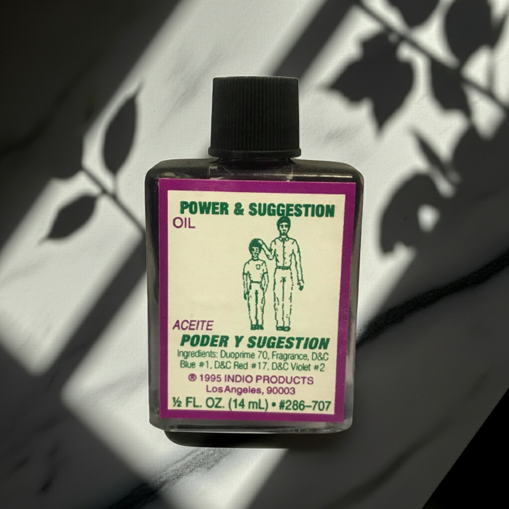 Power Suggestion Wish Oil bottle of dressing oil for candle work, prayer, and manifestation rituals.