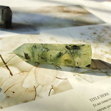 Natural Prehnite Crystal Healing Wand Tower gentle prehnite healing crystal for dreamwork and calming energy.