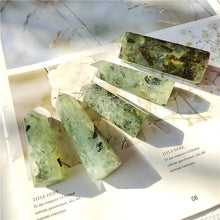 Natural Prehnite Crystal Healing Wand Tower green prehnite crystal for unconditional love healing and spiritual practice.
