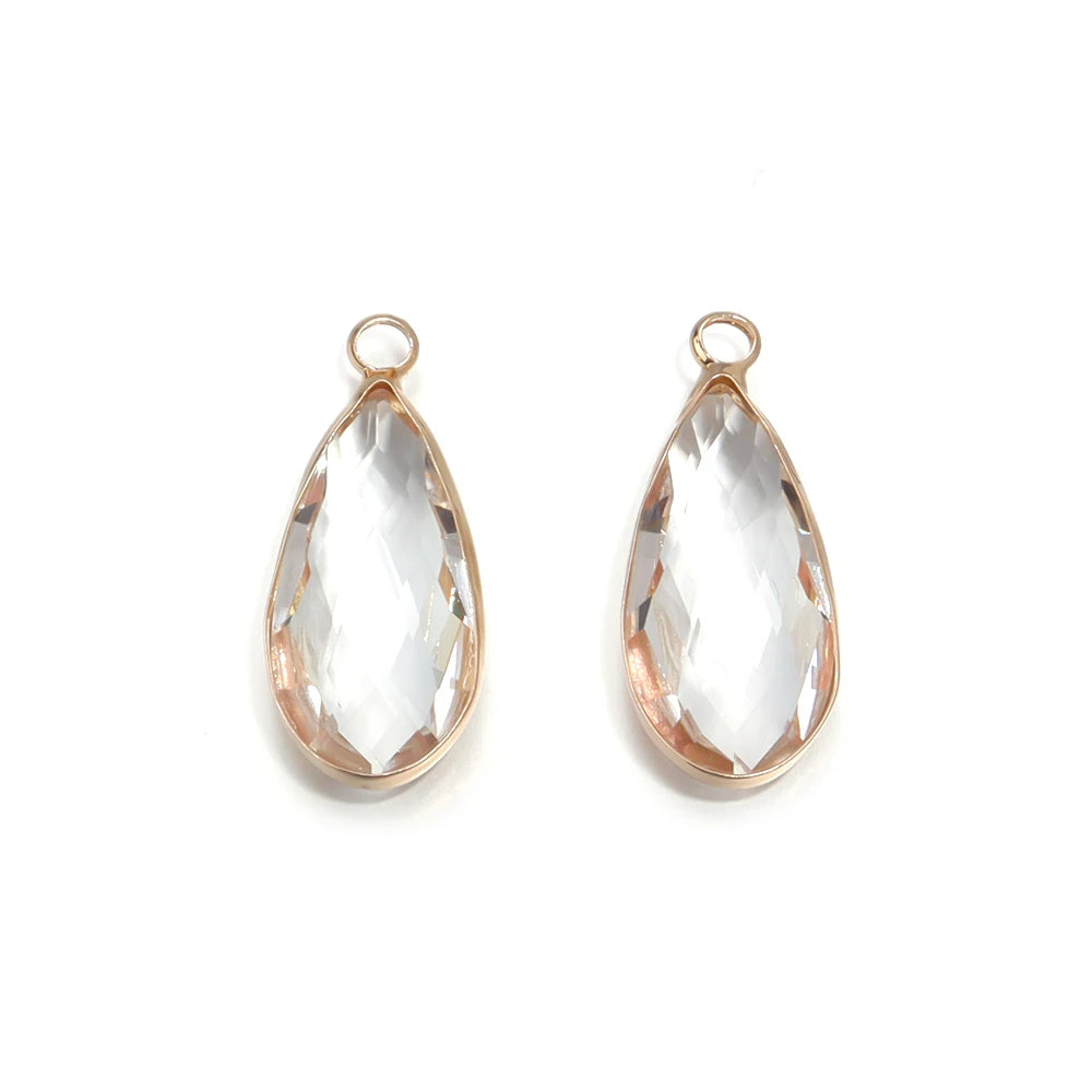 Premium glass teardrop crystal charms for boutique jewelry making, pendant accents, and fashion craft use.
