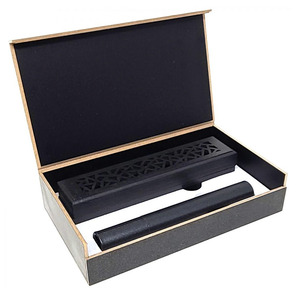 Premium Sandalwood incense gift set contents showing incense sticks and holder.
