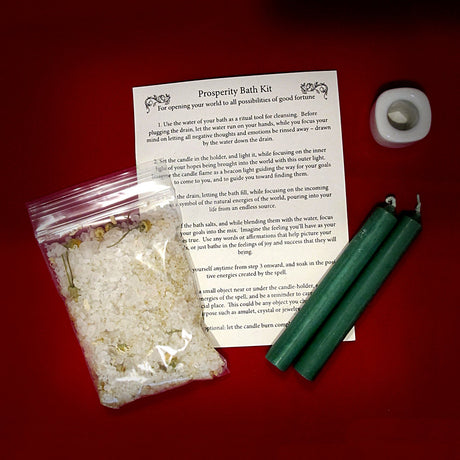 Prosperity bath kit ritual set for abundance rituals, self-care, and intention-setting bath practice.