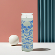 Protection from Enemies white jar prayer candle for devotional use, protection rituals, and home altar settings.