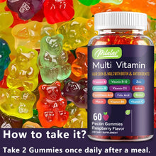 Multivitamin gummy bears with a bottle labeled 'Palae' 