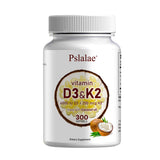 Pslalae daily Vitamin D3 + K2 softgels dietary supplement for bone wellness, calcium support, and everyday health routines.