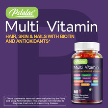 Pslalae multivitamin gummies bottle with biotin for hair, skin, and nails support as part of a daily wellness routine.