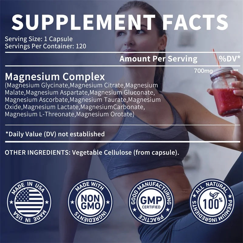 Pslalae Magnesium Complex capsules bottle for everyday supplement use and magnesium intake support.