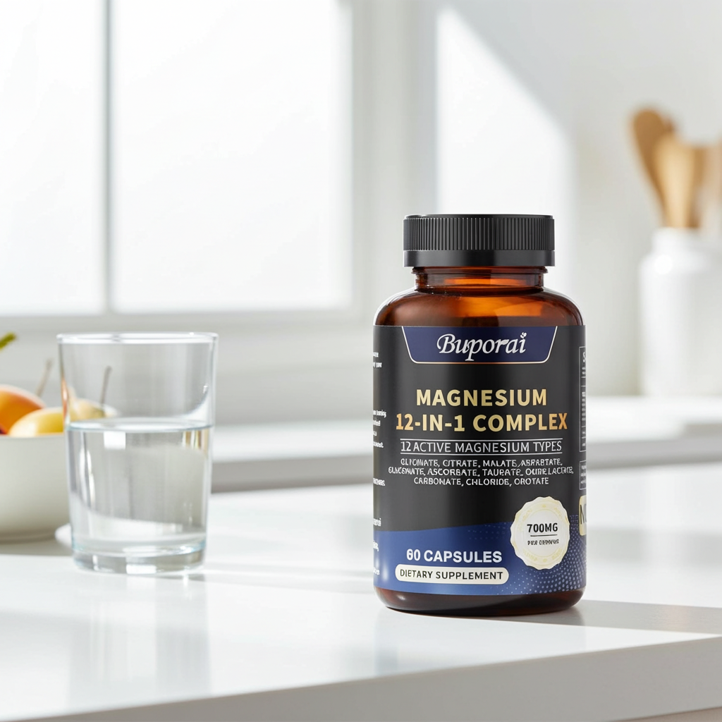 Pslalae Magnesium Complex Capsules supplement for muscle recovery, bone health, and nerve support.