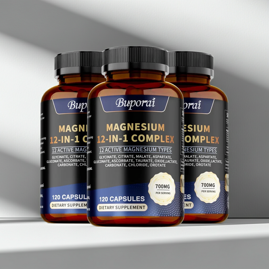 Pslalae Magnesium Complex Capsules vegan gluten-free supplement for stress relief and sleep support.