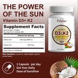 Pslalae Vitamin D3 + K2 softgels with coconut oil for daily nutrient support, bone care, and calcium absorption.