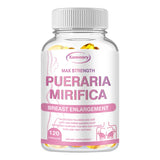 Pueraria Mirifica breast support supplement capsules bottle for women's daily health and wellness routines.
