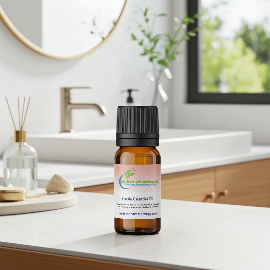Pure cassia essential oil dropper bottle for diffusing, oil blending, and daily aromatherapy use.