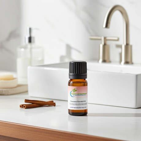 Pure Cinnamon Essential Oil bottle for diffuser blends, air freshening, and aromatic use.
