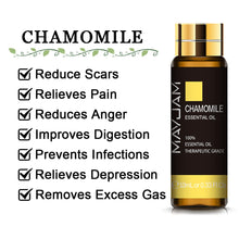 MAYJAM chamomile essential oil in a 10ml amber bottle with a yellow colour-coded label.