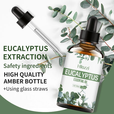 Pure eucalyptus essential oil bottle for skincare, facial care, and body wellness routines.