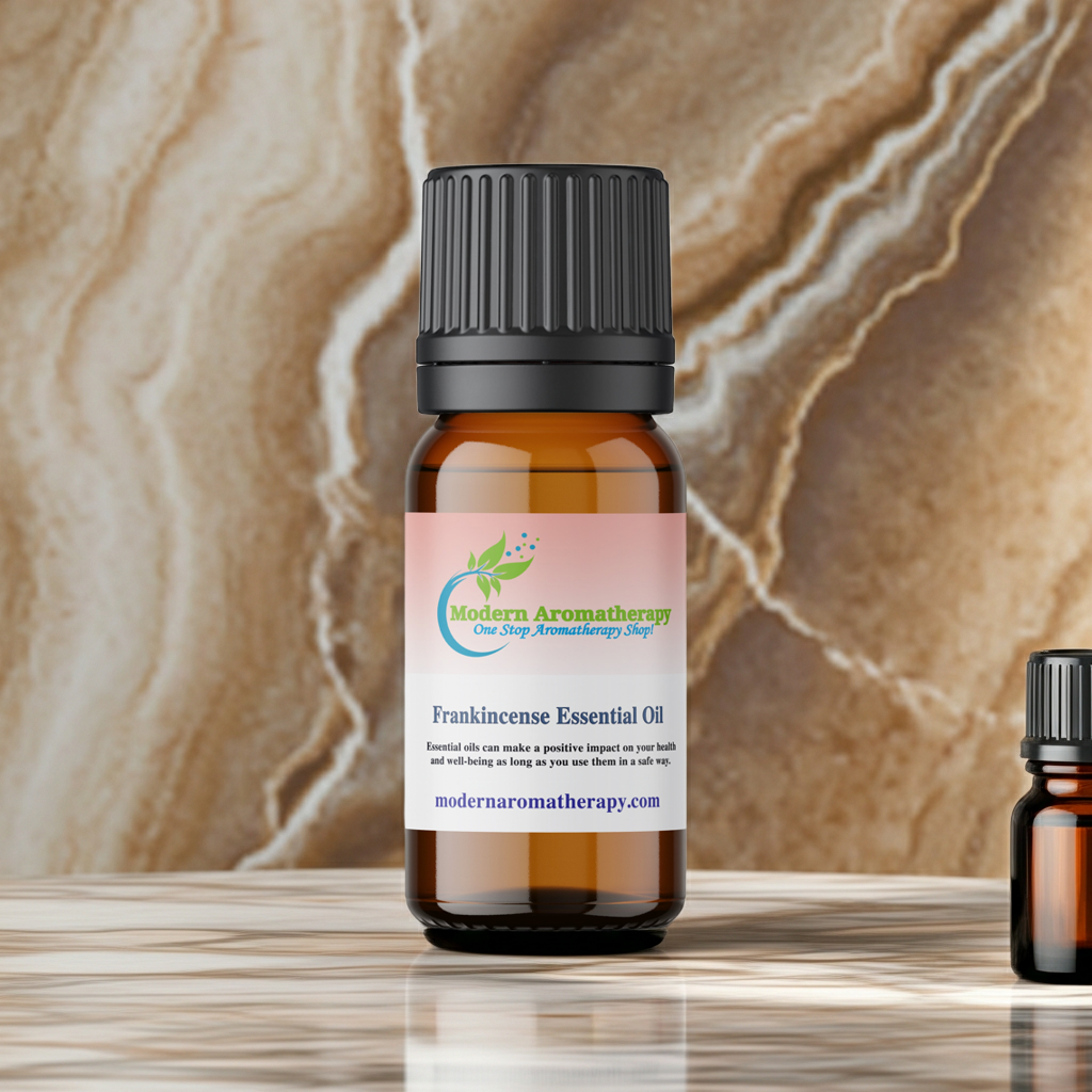 Pure frankincense essential oil dropper bottle for diffuser blends, skin support serum, and relaxing aromatherapy use.