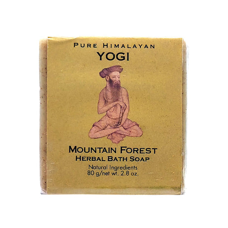 Pure Himalayan Yogi Mountain Forest Herbal Soap bar handmade in Nepal with Ayurvedic herbs for grounding daily cleansing and mindful bathing.