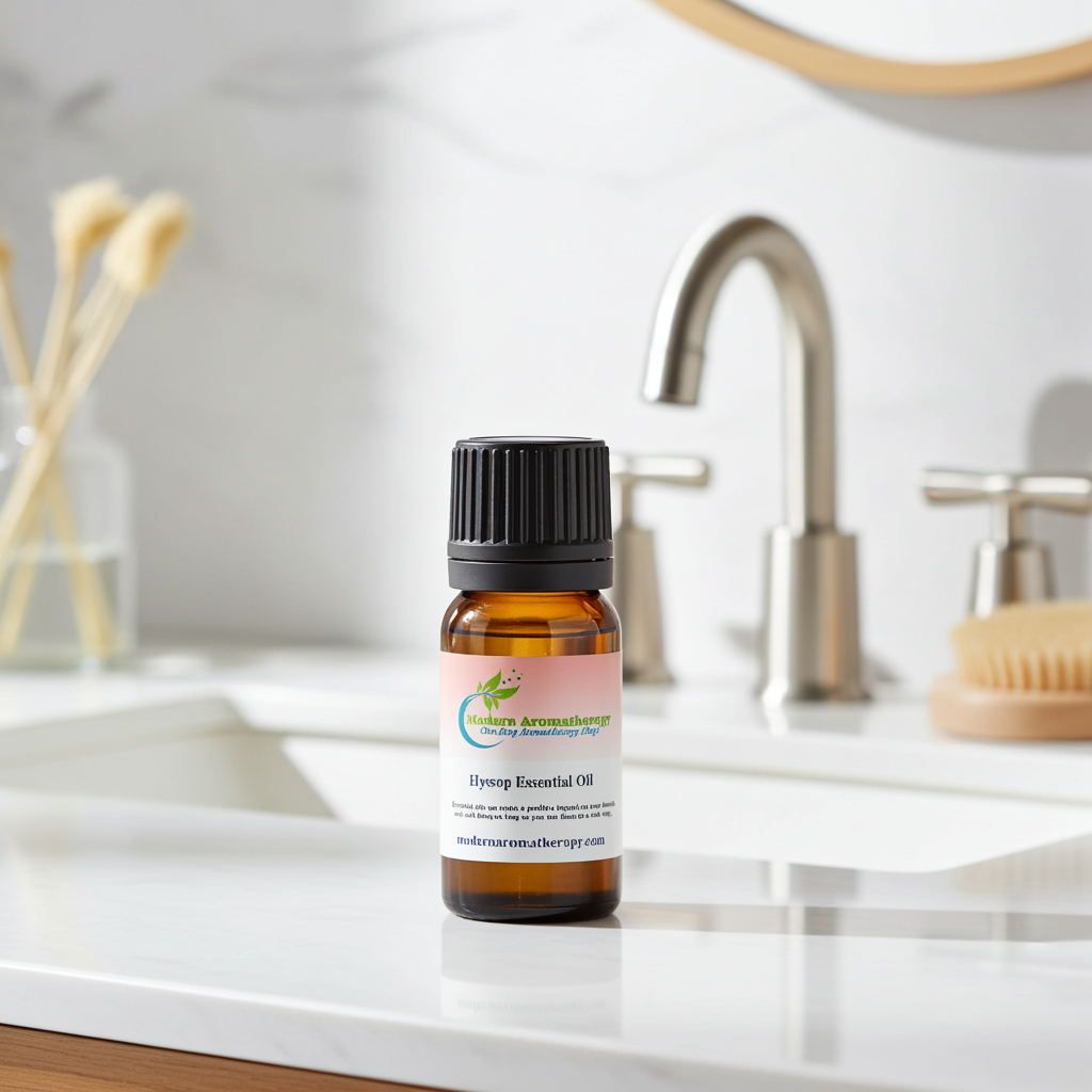 Pure hyssop essential oil bottle for aromatic diffuser blends, herbal aromatherapy, and daily wellness routines.