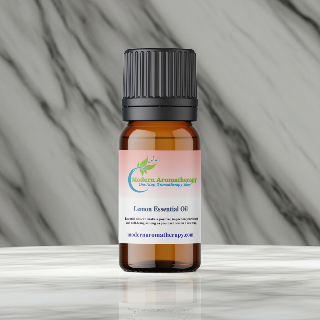 Pure Lemon Essential Oil bottle for diffuser use, air freshening, and uplifting aromatherapy.