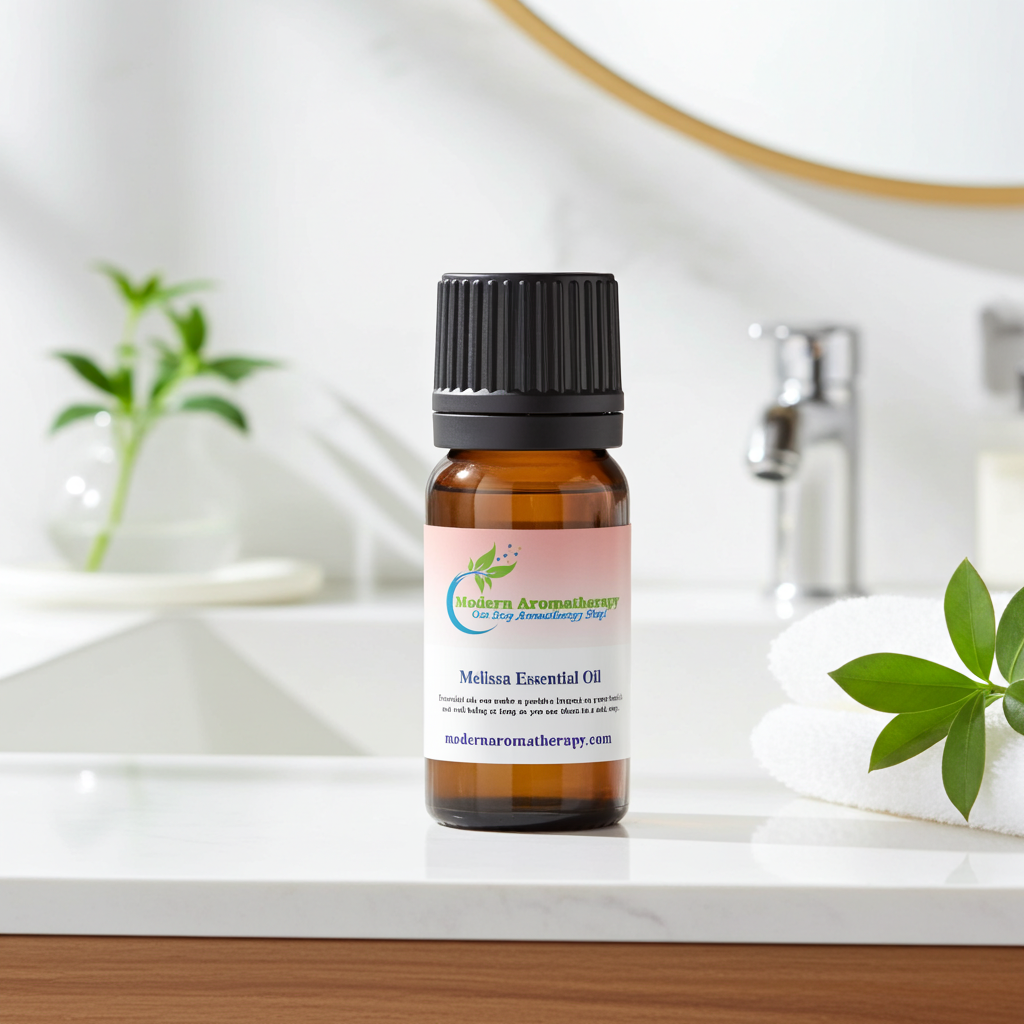 Pure Melissa Essential Oil dropper bottle for aromatherapy blends, stress-relief home fragrance, and daily relaxation rituals.
