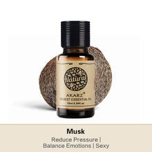 Akarz essential oil bottle with a coconut on a white background