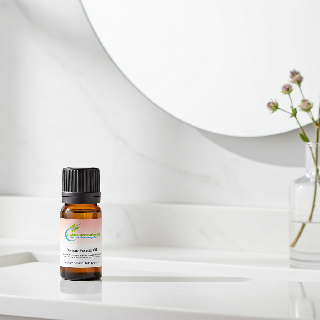 Pure Oregano Essential Oil dropper bottle for aromatherapy blending, massage oil dilution, and wellness routines.