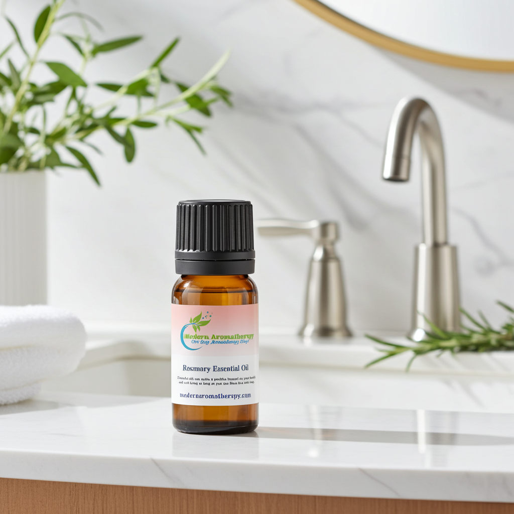 Pure rosemary essential oil dropper bottle for aromatherapy blends, memory support diffusing, and scalp care.