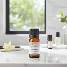 Vanilla essential oil dropper bottle for relaxation aromatherapy blends, sleep support, and warm sweet home scenting.