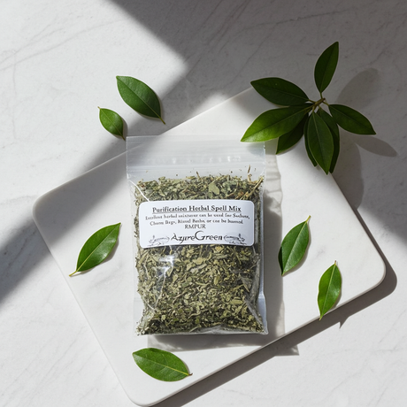 Purification Herbal Spell Mix 1oz herbal blend pouch for spellwork, cleansing rituals, and spiritual purification.