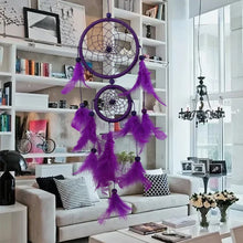 Purple Heart Dream Catcher wall hanging for nursery decor, bedroom decoration, and peaceful room styling.