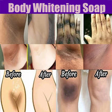 PWYUMAN Body Whitening Soap before and after results showing brighter, more even skin.
