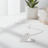 Quartz pendulum divination tool for dowsing, energy reading, and spiritual guidance.
