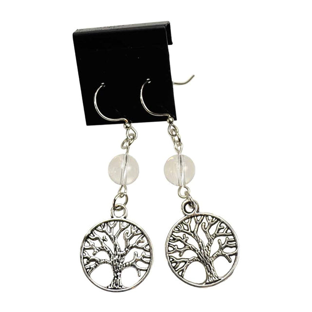 Quartz Tree of Life earrings for symbolic jewelry, everyday wear, and gift giving.