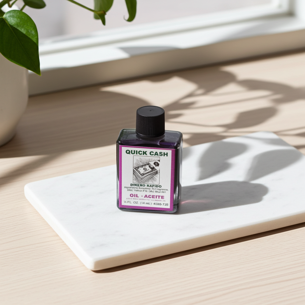 Quick Cash Wish Oil bottle for money drawing, prosperity rituals, and candle dressing use.