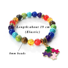 Rainbow 7 Chakra Autism Awareness bracelet beaded accessory for energy healing, meditation, and daily inspirational wear.