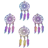 Rainbow Dreamcatcher alloy charms for jewelry making, bracelet design, and DIY craft projects.