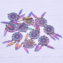 Rainbow Dreamcatcher charms for bracelet making, accessory decorating, and DIY jewelry projects.