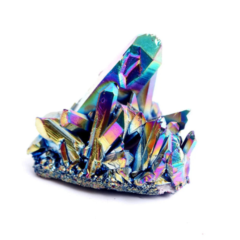 Rainbow Titanium Quartz Crystal Cluster for meditation, home décor, and crystal collecting.