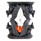 Ram Gargoyle hourglass decor piece for gothic home styling, shelf display, and dark fantasy room accents.
