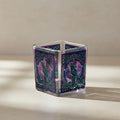 Raven handcrafted glass square votive holder for candle rituals, altar decor, and gothic-themed spaces.