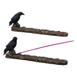 Raven incense holder set of two for stick incense burning, altar decor, and gothic-themed styling.