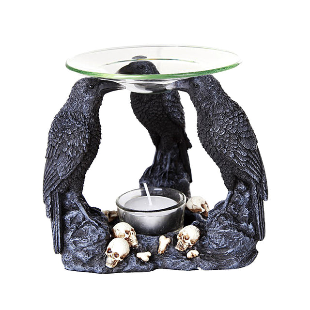 Ravens oil burner for essential oil warming, aromatherapy, and altar decor.