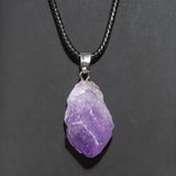Raw natural amethyst crystal charm pendant for spiritual practice, necklace wear, and gemstone jewelry use.