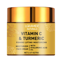 REAROYA Turmeric Vitamin C Retinol Moisturizer gold jar for daily brightening and anti-aging facial skincare.
